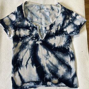 Aeropostale Navy and White Tie-Dye Tee